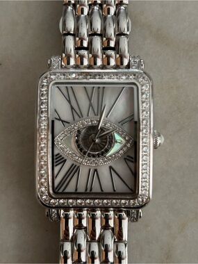 Rarities Carol Brodie Mother of Pearl Evil Eye Watch